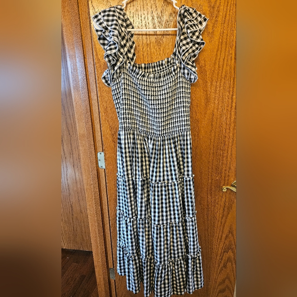 Crown and Ivy Gingham Black and White Dress